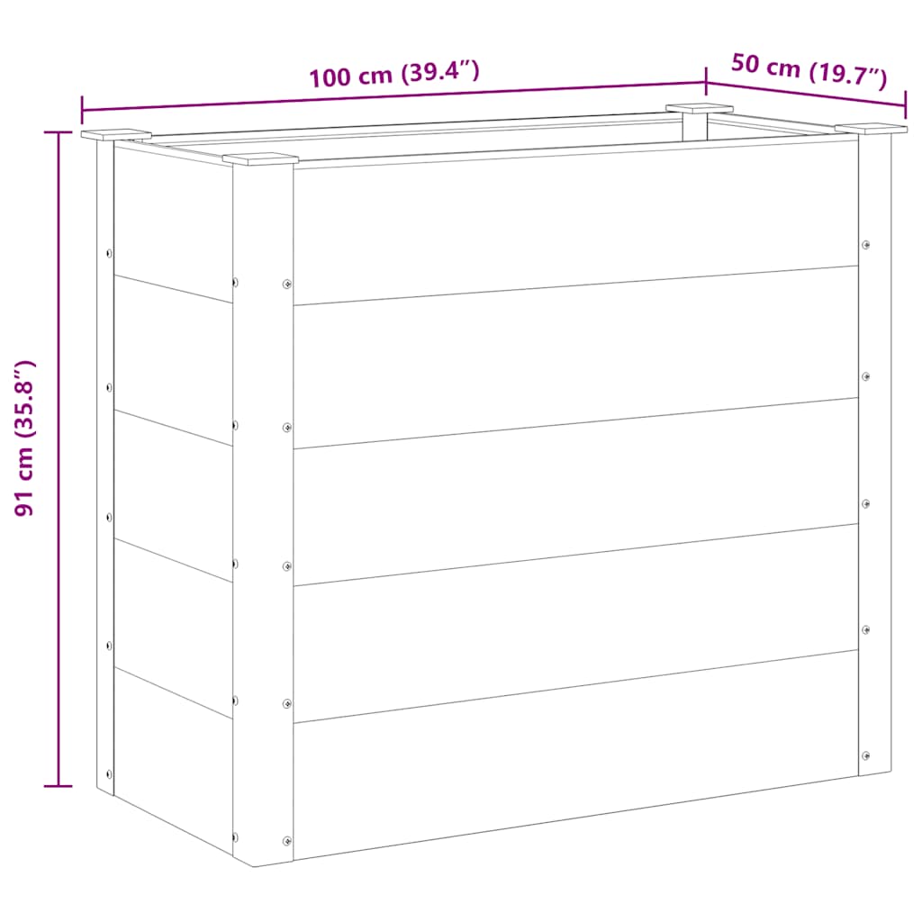 Garden Raised Bed WPC 100 X 50 X 91 Cm Grey