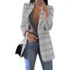 New Fashionable Plaid Casual Suit with Lapel and Slim Fit Cardigan Suit Jacket for Women