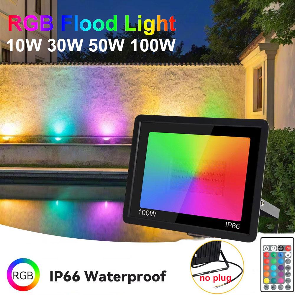 Rgb Spotlight For Street 110V 220V 30W 50W 100W Led Color Changing Rgb Flood Light Outdoor Projector Reflector Rgb Floodlight