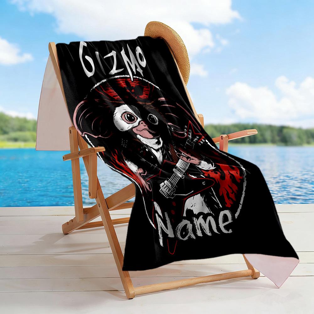 Gizmo Rocks Guitar Customized Name Beach Towel Quick-Dry Soft Microfiber