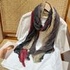 Literature and Art, Fresh and Retro, Gradual Change of Color, Long Cotton and Linen Scarf, Shawl, Foreign Style, Versatile Folds, Multi-colored Scarf