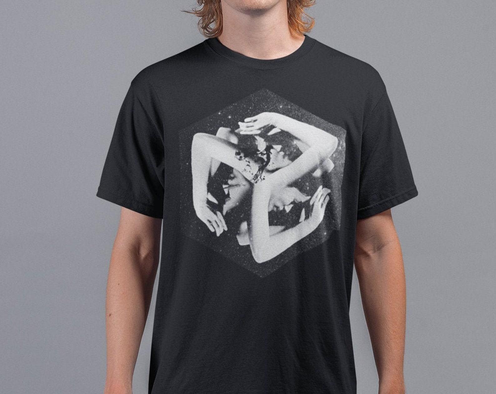 Geometric Abstract Bella Canvas T-Shirt: Black and White Graphic Tee M