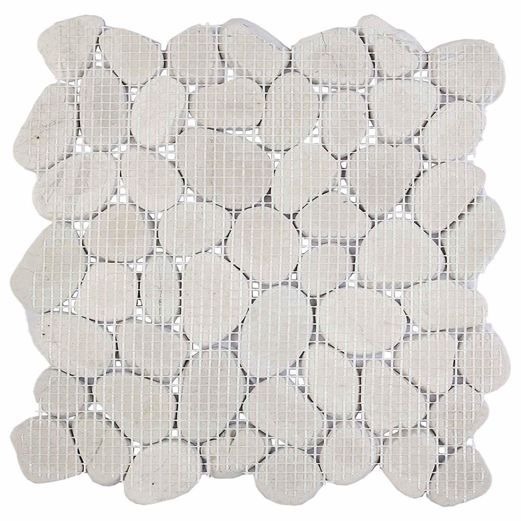 Pebble Tiles White 30 x 30 cm River Pebbles