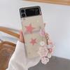 Pro Samsung Galaxy Z Flip 4 Case náramek s 3 hvězdičkami Transparentní skládací pouzdro Pro Samsung Z Flip 3 nárazuvzdorný pevný zadní kryt