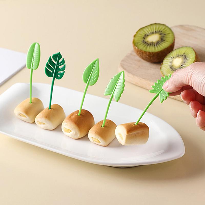 10 ks Dětské párátka na ovoce Jehla Párátka Mini Kreativní Tvar listu Ovoce Dort Dezert Vidličky na jídlo Dekorace do svačinové krabičky Bento doplňky