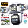 Three-Lens Security Camera Outdoor, 360° View Outside Camera, 2.4Ghz WiFi, Human Detection, Color Night Vision, Pan & Tilt, 10x Zoom,Two-Way Audio