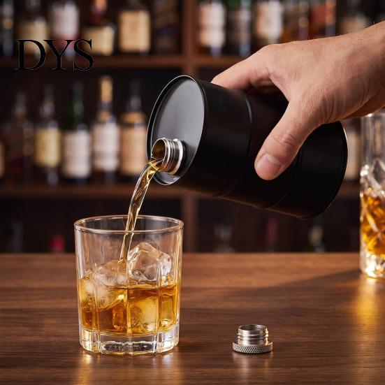 Industrial Barrel Shape Decanter Oil Drum Wine Pot, Durable Stainless Steel Leak-proof Bottle with Removable Spout Cruet, 350ml Capacity, Refillable