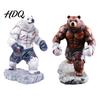 Office Desk Accessory Resin Boxing Bear Figurine Muscle Statue for Decor Animal Figurine Brown White Sculpture and Home Display Small Ornament