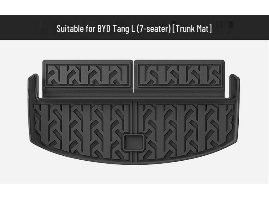 Maßgeschneiderte TPE-Boden- und Kofferraummatten für BYD Tang L 25, einschließlich Rückenlehnenmatten.