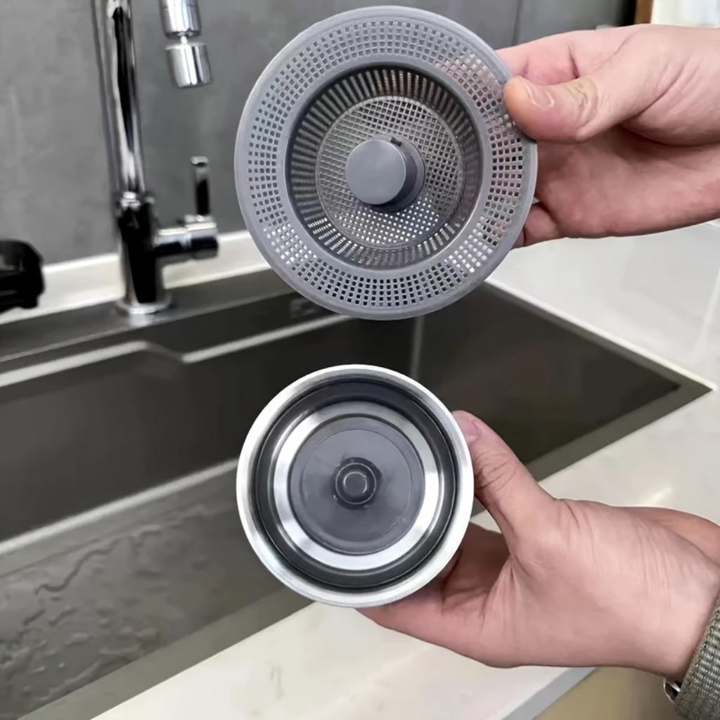 3-in-1 Kitchen Sink Drain Strainer - Anti-clogging Stainless Steel Cladding, Easy To Clean, Corrosion-resistant and Designed for Durability