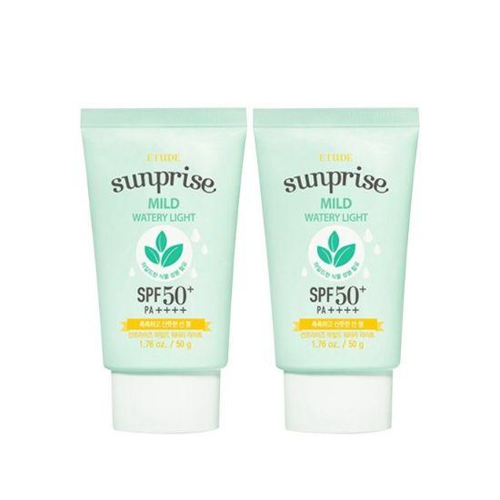 ETUDE SoonJung Mild Watery Light Sun Gel SPF50+ PA++++ Hydrating UV Protection Sunscreen 50g x2