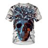 New Short-sleeved Round-neck Summer T-shirt with Retro 3D Skull Print