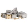 Silver-Gray Velvet Dog Collar with Flower Bag Set