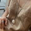 Comb Love Metal Pendant Long Black Rope Necklace Women'S Retro Light Luxury Elegant Fashion Versatile Neck Chain Sweater Chain