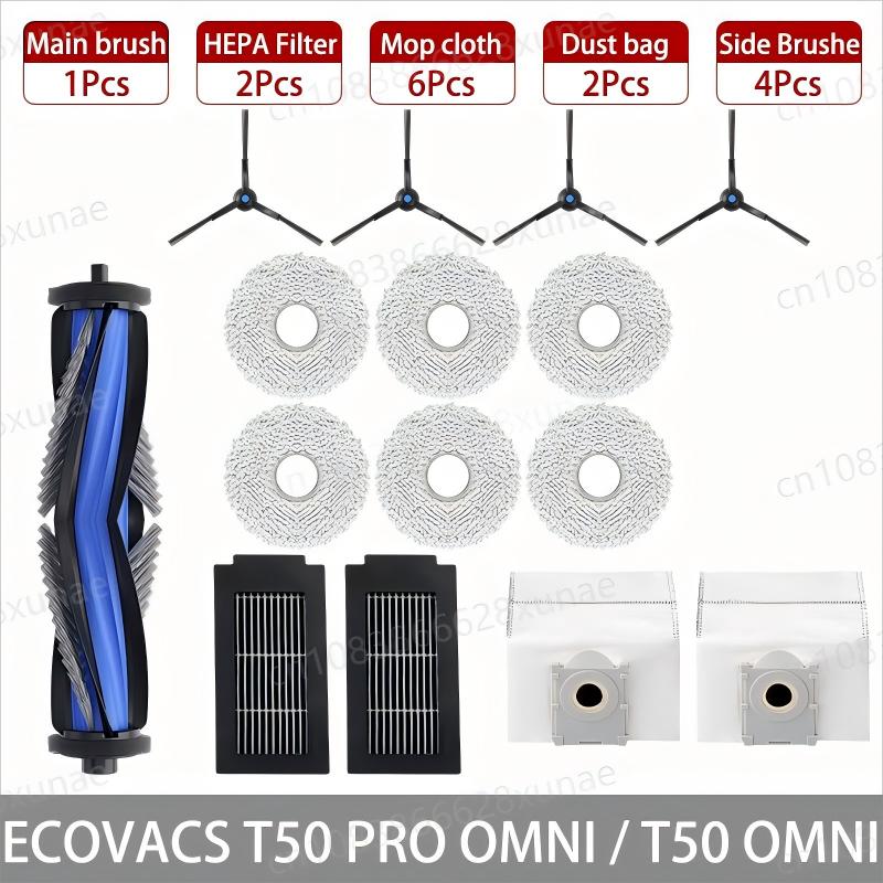 

ECOVACS T50 PRO OMNI /T50PRO / T50 OMNI Робот-пилосос Запчастини Основні Бічні Щітки Ганчірки для Миття Фільтри HEPA Мішки для Пилу Аксесуари