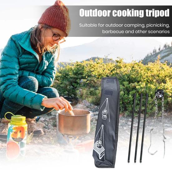 Camping Tripod Cooking Trivet Set with Adjustable Hanging Chain Heavy Duty Aluminum Alloy