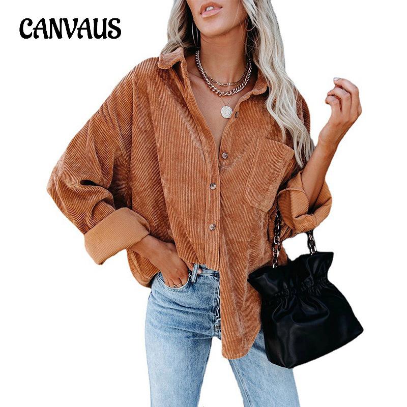 Camicie da donna autunno e inverno Camicia oversize ampia in velluto a coste casual da donna