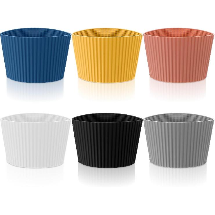 6 Pack Silicone Coffee Cup Sleeves Reble Sleeve for Glass Bottle Heat Resistant Cup Sleeves for Cold Drinks Drink Sleeve Bottle Mug Protector Cover