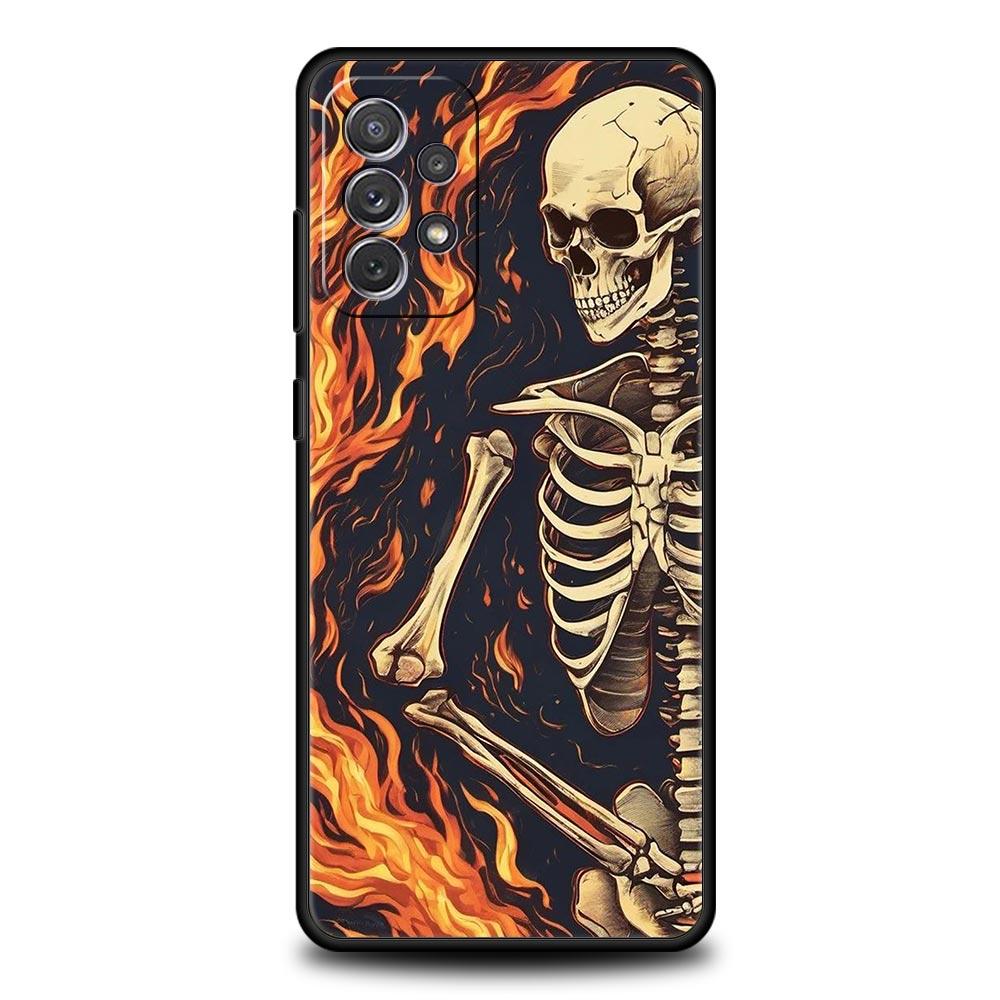 Skeleton Skull Phone Case for Samsung Galaxy A55 A35 A17 A07 A15 A13 A25 A51 A71 A72 A73 A32 A52 A52S A41 5G Soft TPU Shell Bags