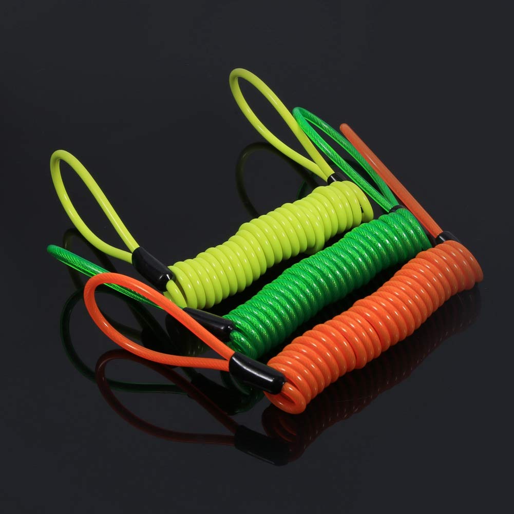 Disc Brake Lock Spring Reminder Cable Spring Coil Rope Max Length 1.25M Anti-Theft Key