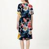 Women's Retro Flower And Leaf Print V-Neck Midi Pocket Short Sleeve Top