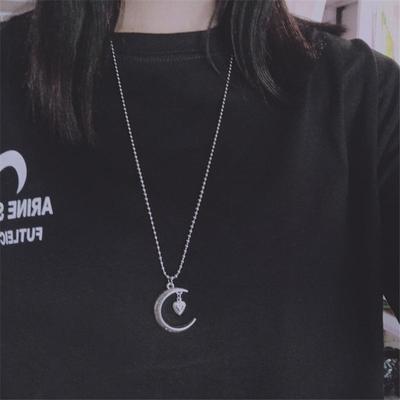 Women Wedding Neck Jewellery Design Heart Crescent Moon Necklace For Couple Female Gothic Necklace Gift
