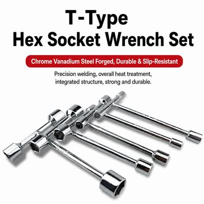 T Handle Socket Wrench 3-Way Hex Socket Hand Tool Portable Repair Wrench  Car