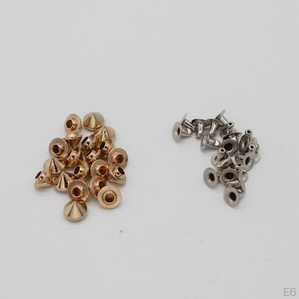 20 nitar Assorted Kit Rund kon Dekorativt 7 mm gör-det-själv-läderhantverksdubbar