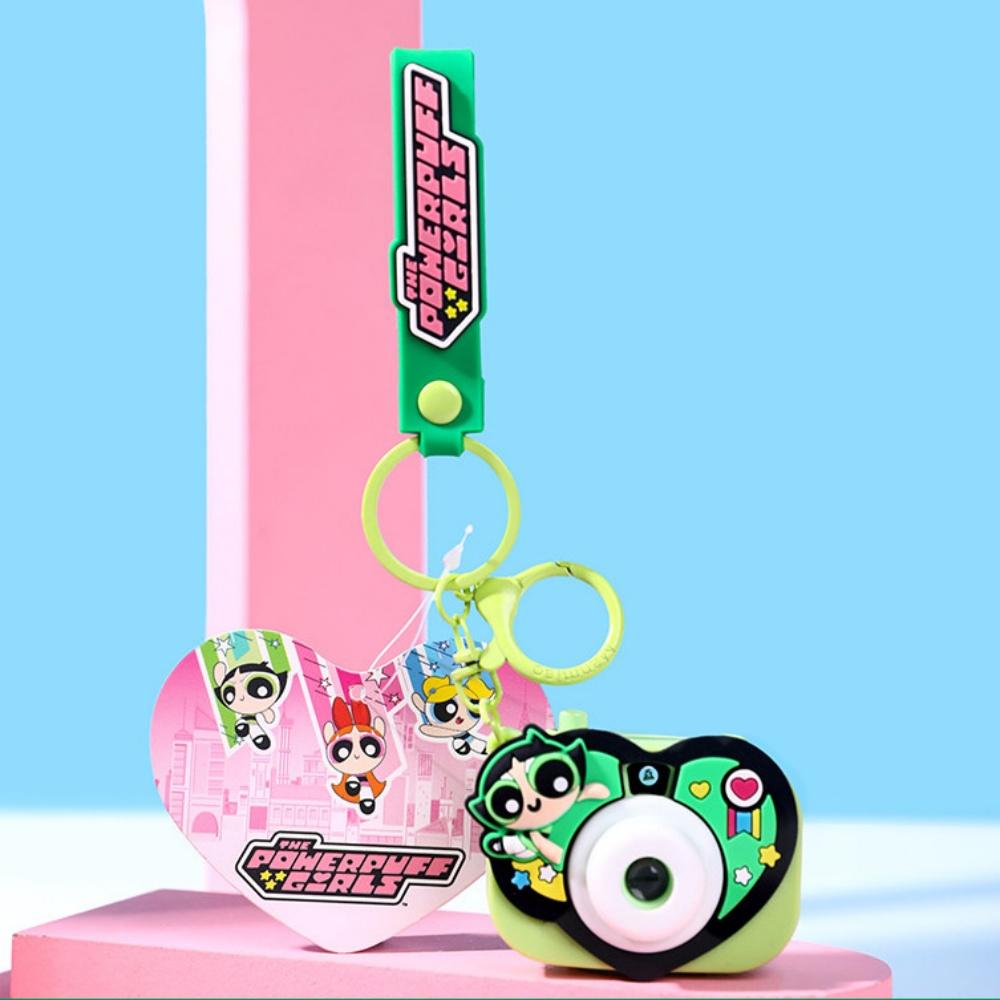 Genuine The Powerpuff Girls Keychains Cartoon Blossom Bubbles Buttercup Projection Camera Toy Lady Backpack Decoration Girl Gift