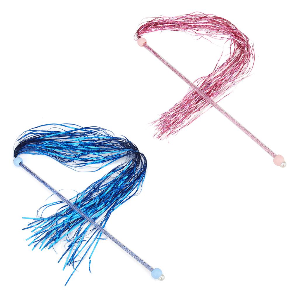 2pcs Colorful Kitten Interactive Rod Tassel Cat Teaser Wand Toys Funny Stick Pet Toy