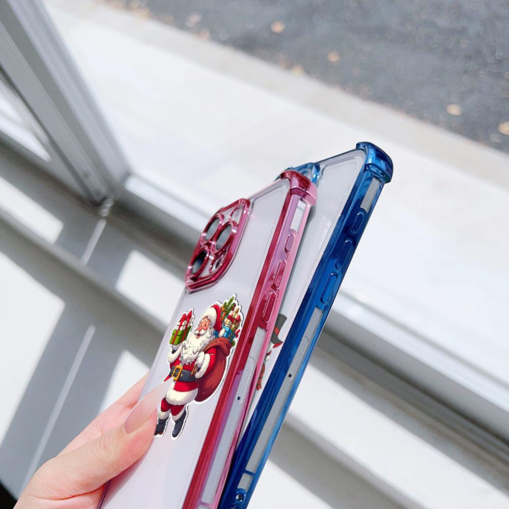 Ae120 Merry Christmas Santa Design Electroplated TPU Phone Cases for Samsung A54 A12 A14 S23 S24 Ultra A55 A15 S20 S21 FE Four Corner Protection Cover