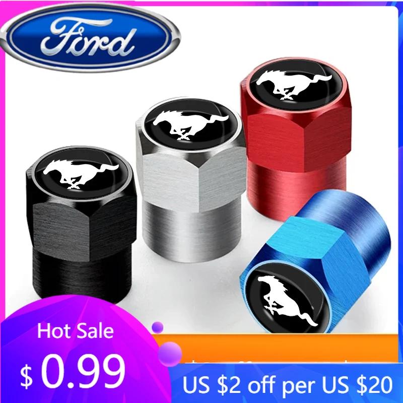 New 2026 Car Sticker Ford New 2025 Hot 4Pcs/Set Car Wheel Tire Valve Caps Metal Stem Cover For Ford Mustang Explorer FIESTA Focu