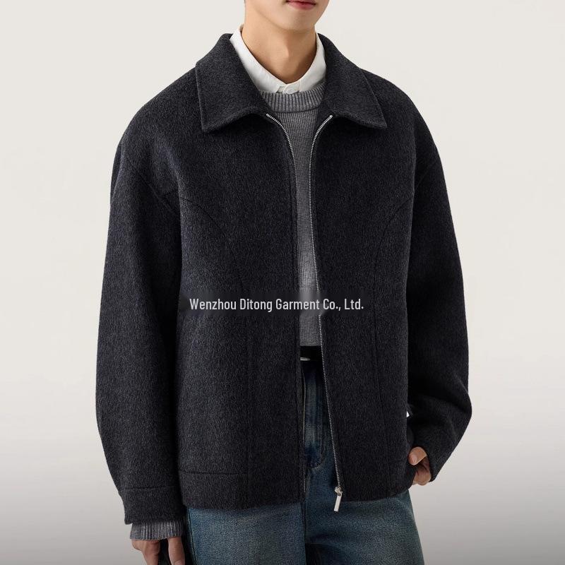 Italian Vintage Style Men's Double-Faced Wool Lapel Coat