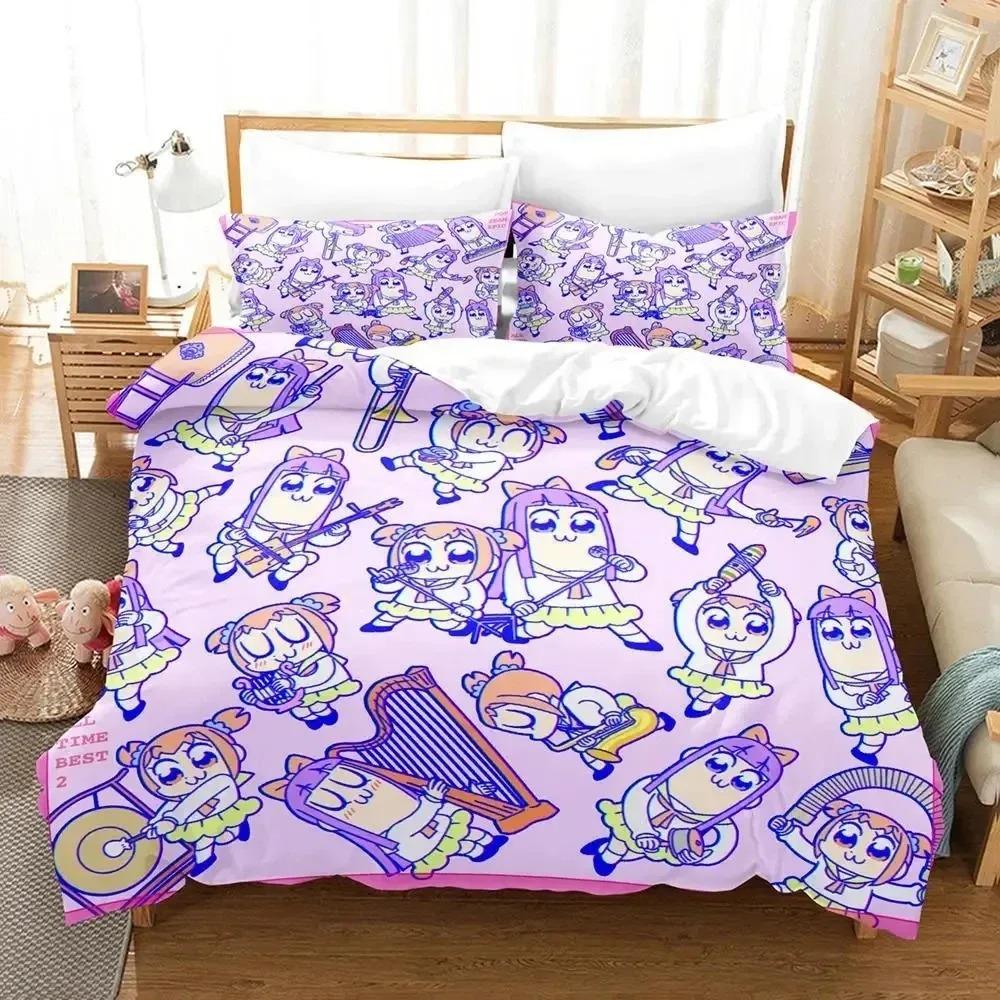 Anime Pop Team Epic PI Beding Set Soft Duvet Cover Bed Linen Set Comfortable Quilt Cover Pilowcase Warm Comforter King Quen Sized Dimensions Young