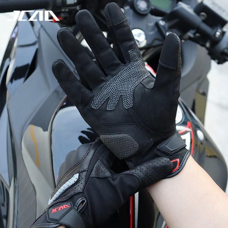 Full Finger Motorcycle Gloves Men Women - Sheepskin Leather Anti-Slip Shock Absorbing Breathable Outdoor Riding