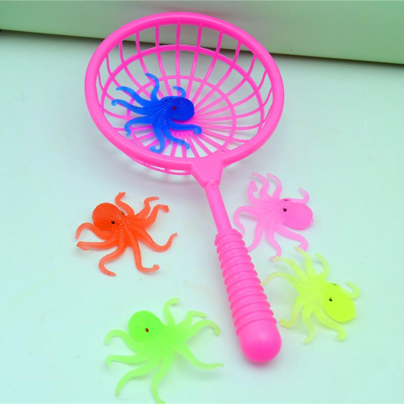 Baby Bath Toys: Squeeze & Squawk Yellow Duck with Net and Soft Marine Animal Set