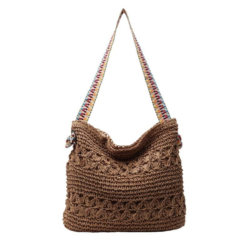New Retro Vacation Style Beach Woven Bag Lazy Style Straw Woven Bag Large Capacity Shoulder Armpit Bag