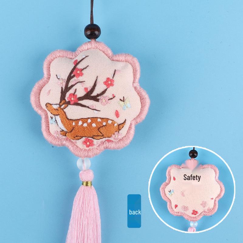 Peace Amulet Embroidery Kit: Beginner's DIY Cross Stitch Sachet Pouch