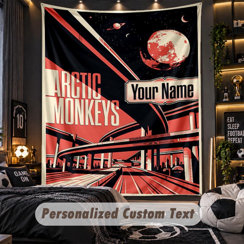 Personalized Wall Tapestry,Arctic Monkeys Custom Printed Name, Fabric Wall Art For Indoor Room Backdrop