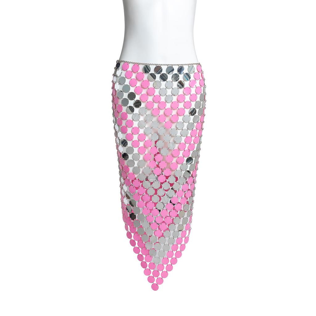 Beach show round body chain, sexy contrasting color color sequins handmade skirt for women