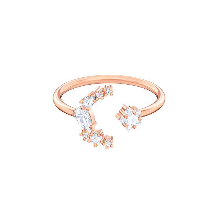 Swarovski Penélope Cruz Moonsun Star And Moon Open Rose Gold Ring Women ring 5486803 Box (Random Color),60