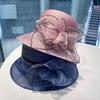 Fashion Organza New Fisherman Hat Children Summer Sunshade French Hepburn Style Flower Sunscreen Hat Beach Top Hat