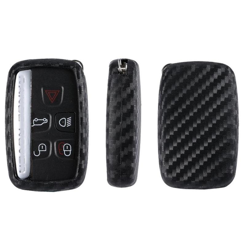 Carbon Fiber Silicone Remote Car Key Fob Case Cover Holder Shell For Land Rover Range Rover Sport Freelander Jaguar XE XJ XJL XF
