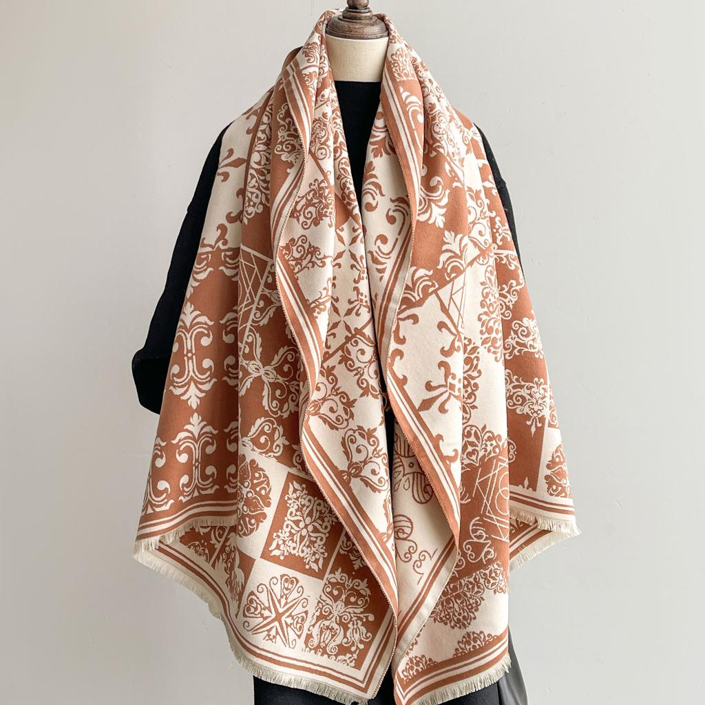 High end Scarf for Women in Winter Light Luxury and Warm Imitation Cashmere Shawl with Square Double Sided Scarf New Style