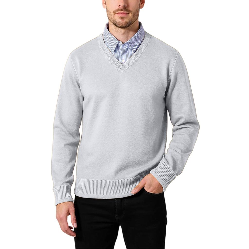 Men's  Fashion  Knitting  Pullover  Long Sleeves  Loose  Flip Collar  Sweater