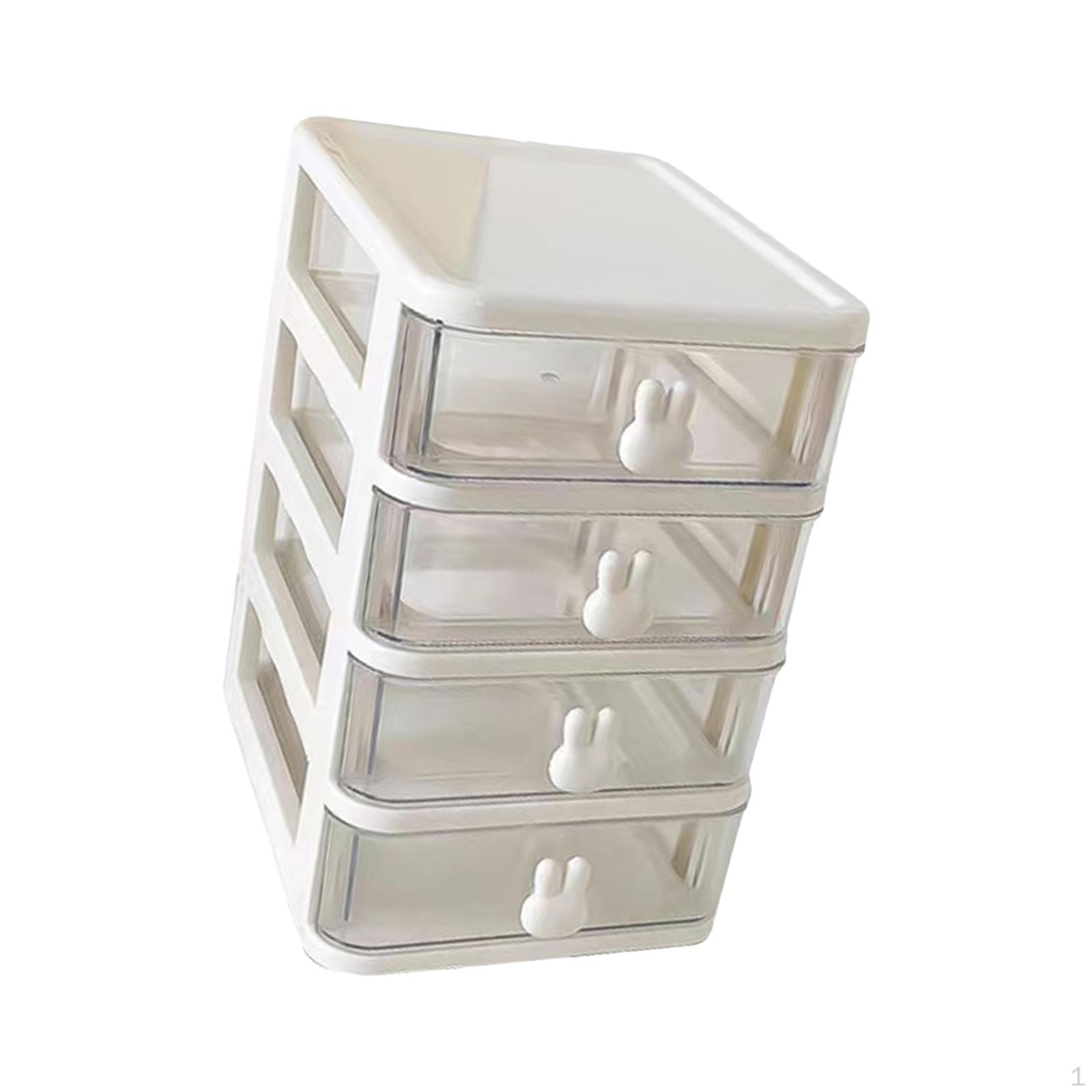 Clear Cosmetic Storage Box for Vanity - Sleek And Functional Design White 4 Layers