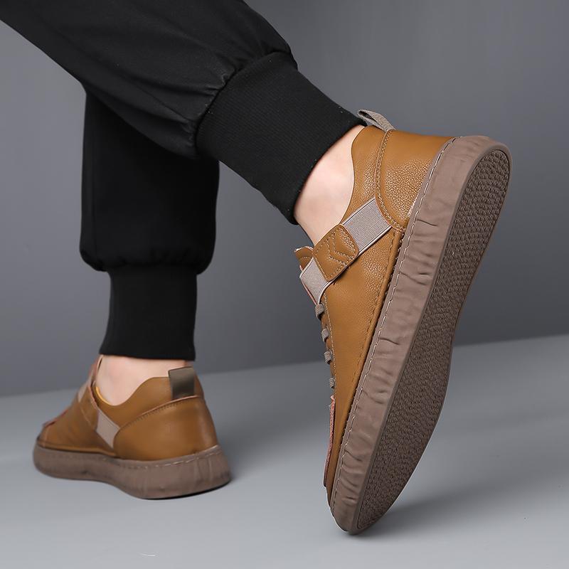 Fashion Lace-Up Outdoor Shoes Men Leather Fashion Casual Walking Shoes Male Comfortable Skate Shoe Luxury Brand All-match Mens Sneakers