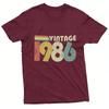 Vintage 1986 Print T-Shirt Lässig Rundhals Kurzarm Baumwolle Oberteile Retro 80er Jahre Stil Grafik-T-Shirt Streetwear Kleidung
