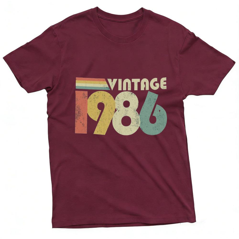 Vintage 1986 Print T-Shirt Lässig Rundhals Kurzarm Baumwolle Oberteile Retro 80er Jahre Stil Grafik-T-Shirt Streetwear Kleidung