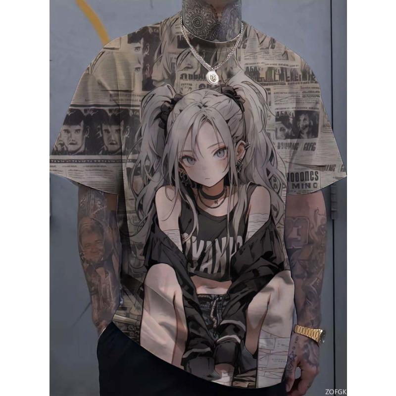 

Cartoon Tattoo Girl Pattern 3d Printed Men s T-Shirt Oversized Sweatshirt For Men Bad Girl Harajuku Top Short Sleeve T Shirt XXS